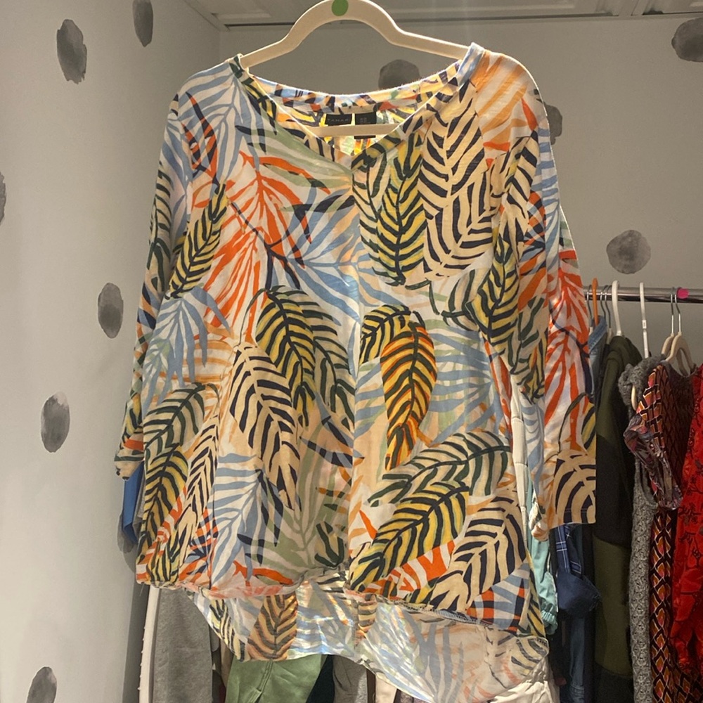 Tahari 2x cotton 3/4 sleeve blouse in excellent condition